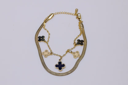 Black & Gold Clover Harmony Armband #8100